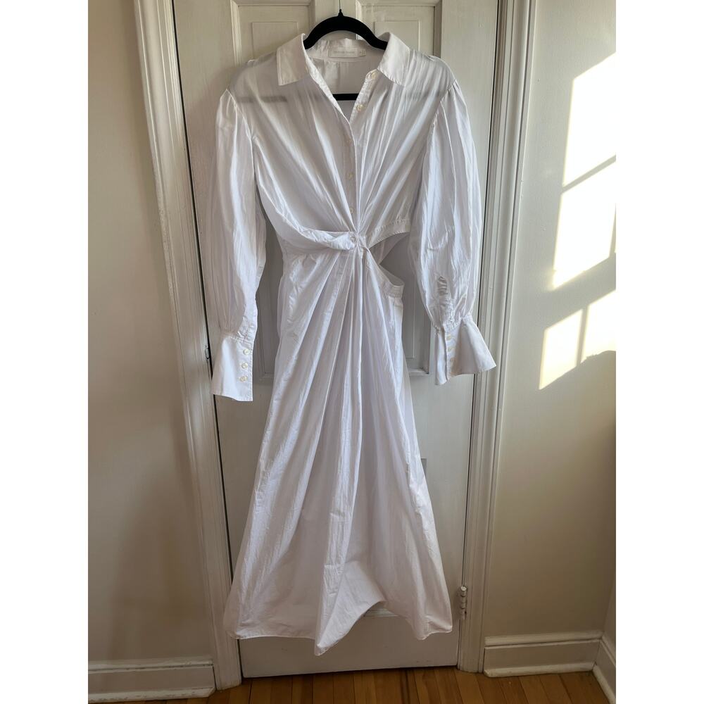 Jonathan Simkhai Fraya Plisse Poplin Cutout Maxi Dress White Size 0 Resort - Picture 2 of 7